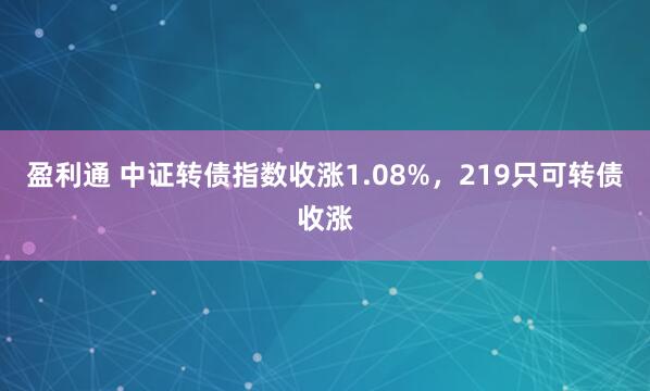 盈利通 中证转债指数收涨1.08%，219只可转债收涨