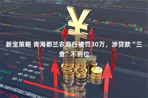 新宝策略 青海都兰农商行被罚30万，涉贷款“三查”不到位